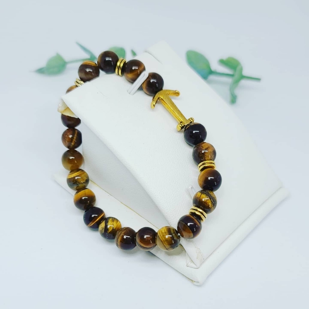 Beautiful Tiger Eye Anchor Bracelet/8 mm